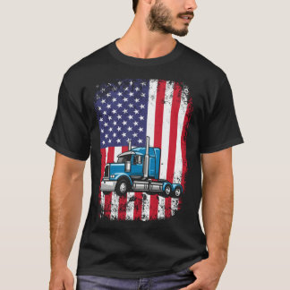 T-shirt Semi Truck Driver 18 Wheeler Trucker USA American 