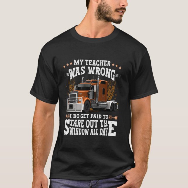T-shirt Semi Truck Driver Funny Trucker Humour Hommes Papa (Devant)
