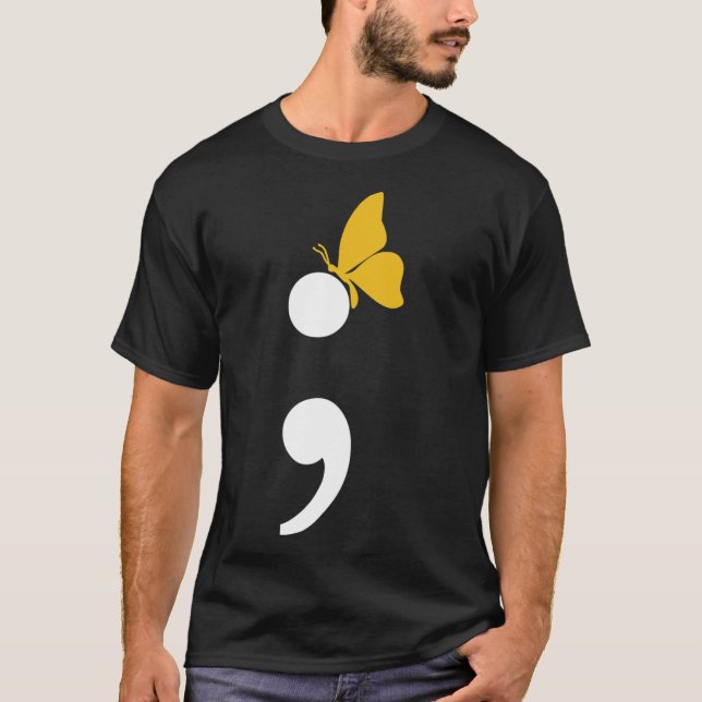 T-shirt Semicolon Butterfly Suicide Prévention de la dépre (Devant)