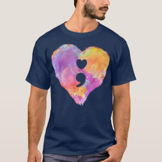 T-shirt Semicolon cardiaque Anxiété Sensibilisation à la s