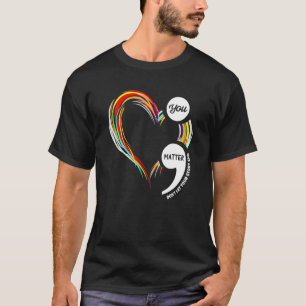 T-shirt Semicolon Coeur mignon Fin De La Stigma Santé Ment