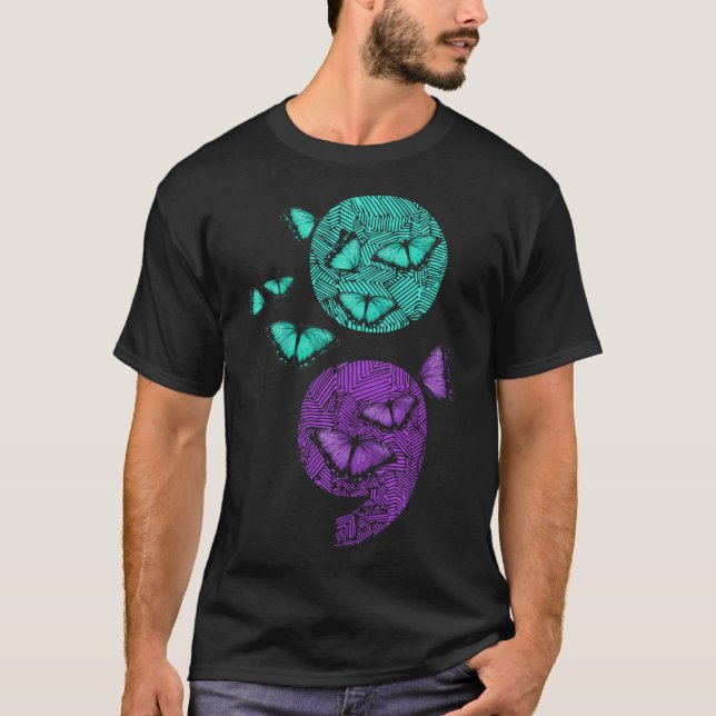 T-shirt Semicolon de sensibilisation au suicide en santé m (Devant)
