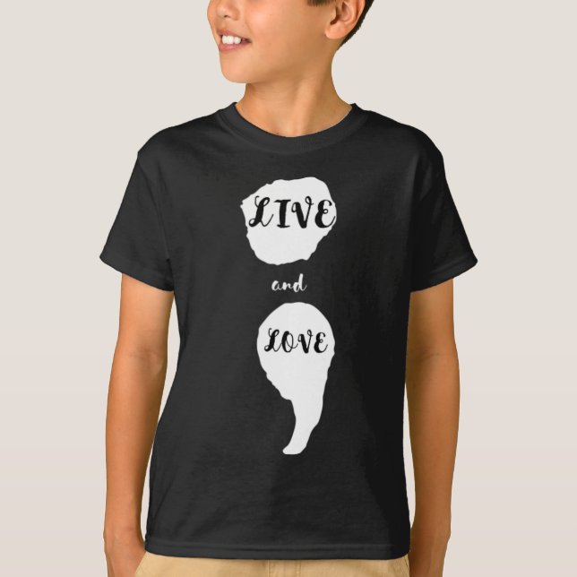 T-shirt Semicolon Vit Et Aime Sensibilisation Au Suicide P (Devant)