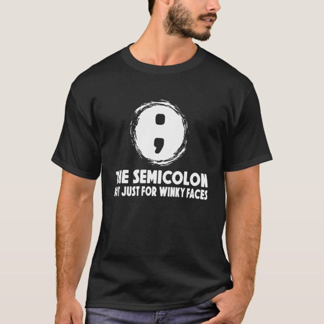 T-shirt Semicolon Winky Face à la grammaire (Devant)