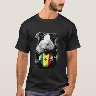 T-shirt Sénégal Cochon d'Inde Cœur Drapeau Sénégalais Séné
