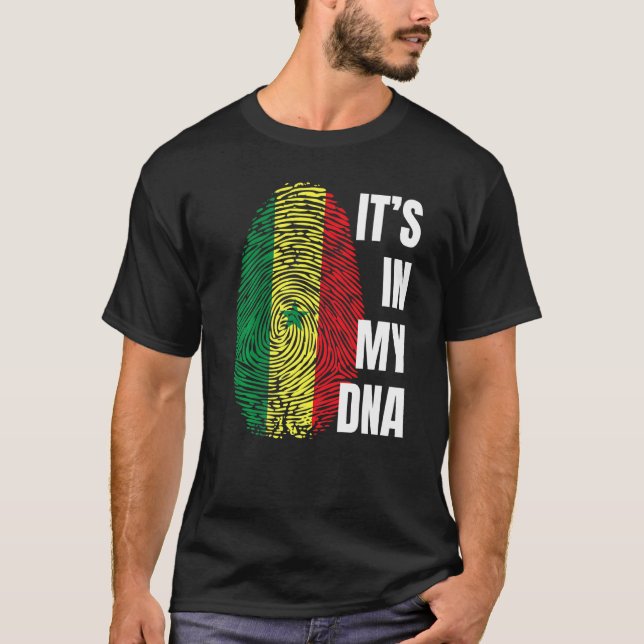 T-shirt Sénégal Drapeau Adn empreintes digitales Mois de l (Devant)