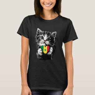 T-shirt Sénégal Drapeau de la Fierté sénégalaise Chat Coeu