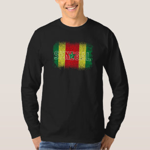 T-shirt Sénégal Drapeau National Vintage Grunge Sénégalais