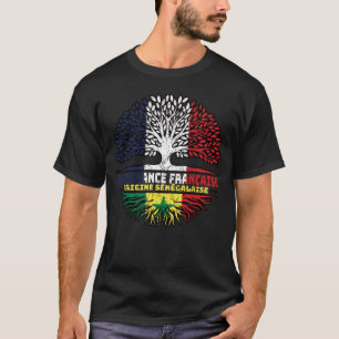 T-shirt Sénégal Sénégalais Français Drapeau des racines d'