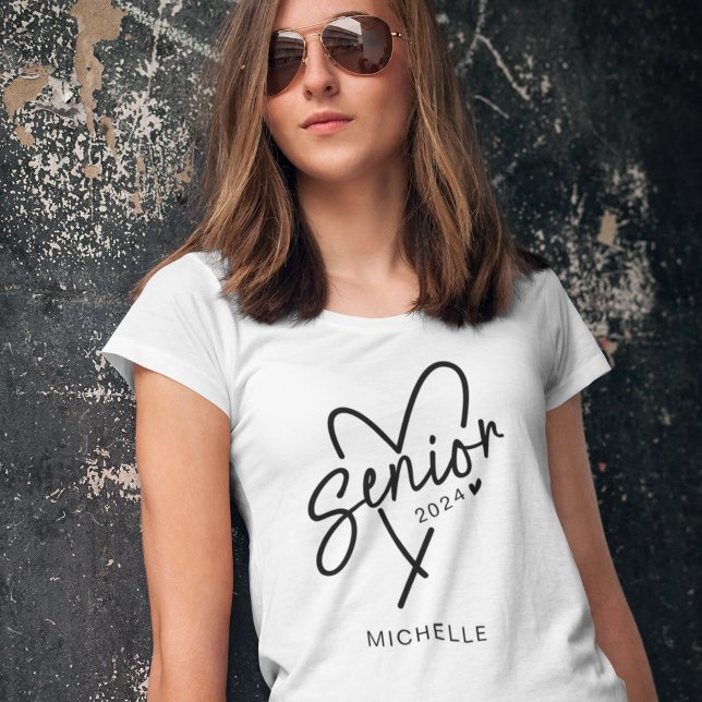 T-shirt Senior 2024 coeur tendance moderne (Créateur téléchargé)