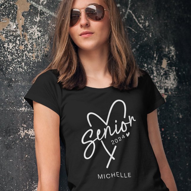 T-shirt Senior 2024 coeur tendance moderne (Créateur téléchargé)