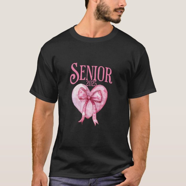 T-shirt Senior 2025 coquette arc rose retour à l'école mig (Devant)
