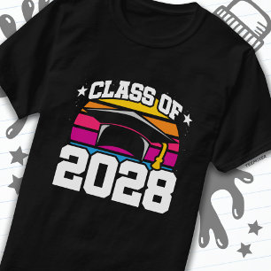 T-shirt Senior 2028 Classe de 2028 Graduation Retro Sunset