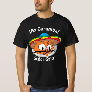 T-shirt Señor Gato™ Cartoon Moustache Chat Ay Caramba!