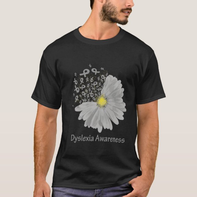 T-shirt Sensibilisation à la dyslexie Ruban Gris Ribbon Ho (Devant)