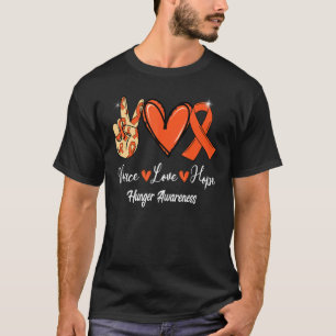 T-shirt Sensibilisation à la faim Paix Aimer Espoir Ruban
