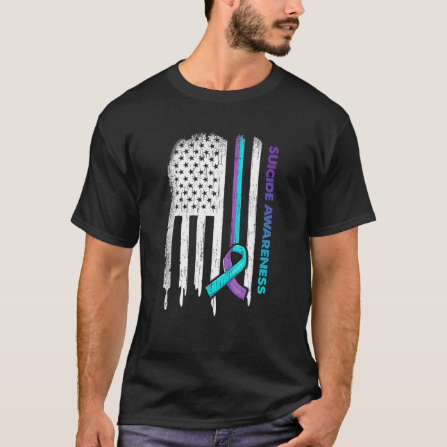 T-shirt Sensibilisation à la prévention du suicide Drapeau (Devant)