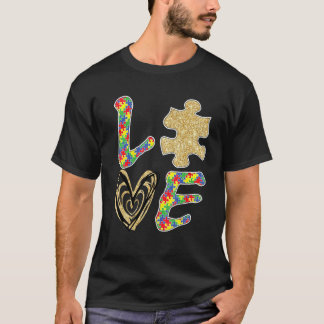 T-shirt Sensibilisation à l'autisme 2023 Amour et pièce de