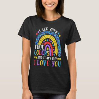 T-shirt Sensibilisation à l'autisme Arc-en-ciel Je vois vo