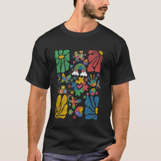 T-shirt Sensibilisation à l'autisme Boho Floral Hommes Fem