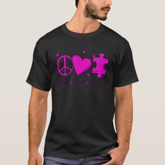 T-shirt Sensibilisation à l'autisme Drôle de paix Amour Pu