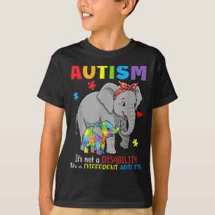 T-shirt Sensibilisation à l'autisme Mère éléphant Aptitude