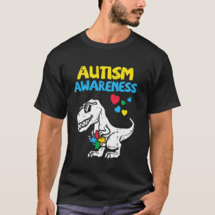 T-shirt Sensibilisation à l'autisme Trex Dino Dinosaure Mi