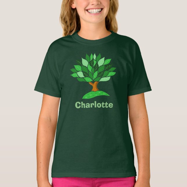 T-shirt Sensibilisation à l'écologie. Arbre avec des feuil (Devant)
