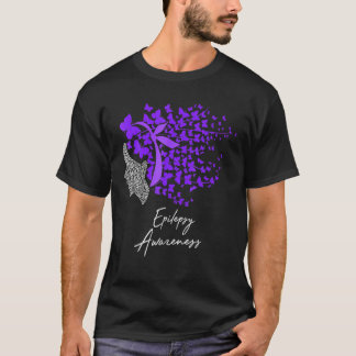 T-shirt Sensibilisation à l'épilepsie Papillons pourpres