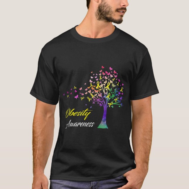 T-shirt Sensibilisation à l'obésité des rubans d'arbre T (Devant)