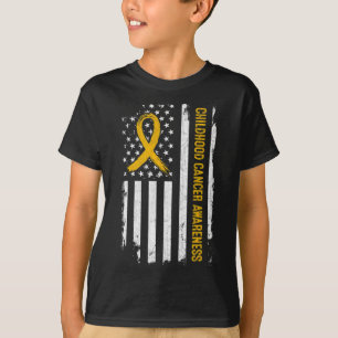 T-shirt Sensibilisation au cancer de l'enfance Drapeau amé