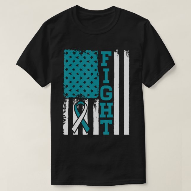 T-shirt Sensibilisation au cancer du col de l'utérus Turqu (Design devant)