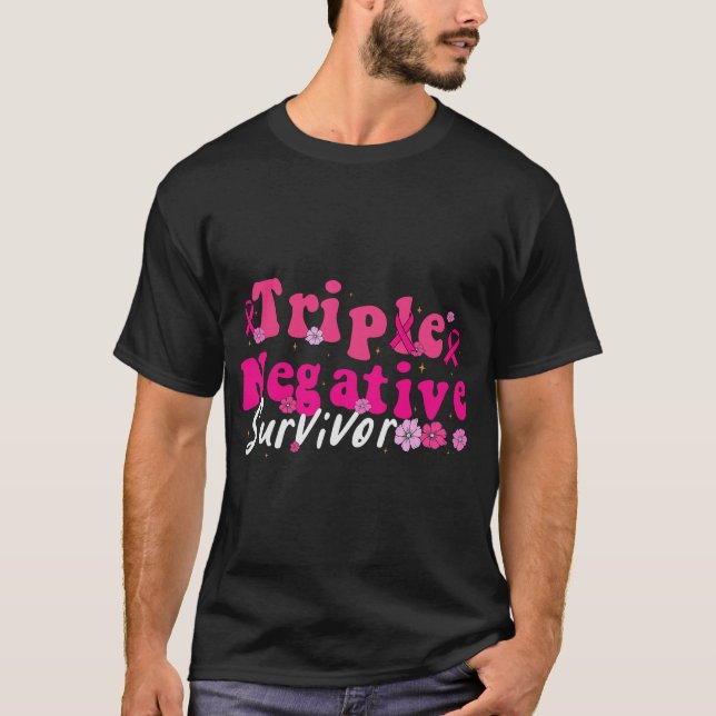 T-shirt Sensibilisation au cancer du sein chez les trois s (Devant)