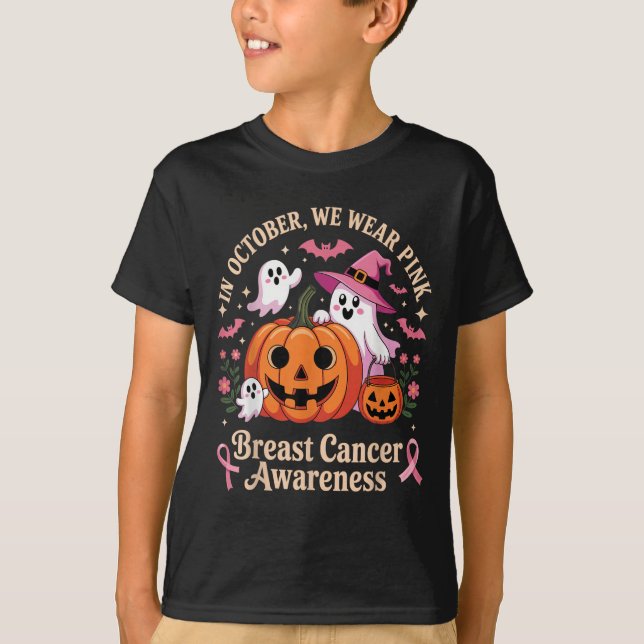 T-shirt Sensibilisation au cancer du sein Halloween En Oct (Devant)