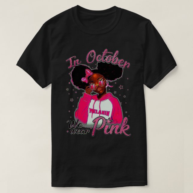 T-shirt Sensibilisation au cancer du sein Noir afro-améric (Design devant)