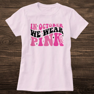 T-shirt Sensibilisation au cancer du sein noir et rose rét