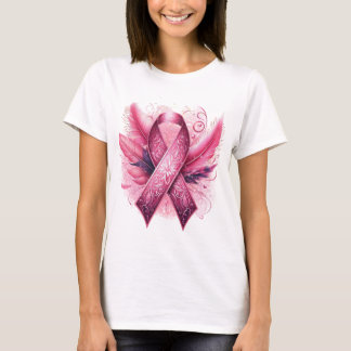 T-shirt SENSIBILISATION AU CANCER DU SEIN Plumes