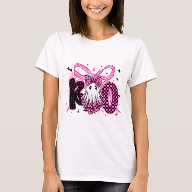 T-shirt Sensibilisation au cancer - Fantôme d'Halloween ro (Devant)