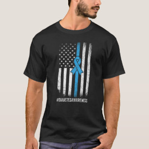 T-shirt Sensibilisation au diabète Bleu Ruban Distorti Amé