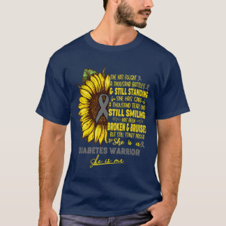 T-shirt Sensibilisation au diabète Elle est une guerrière 
