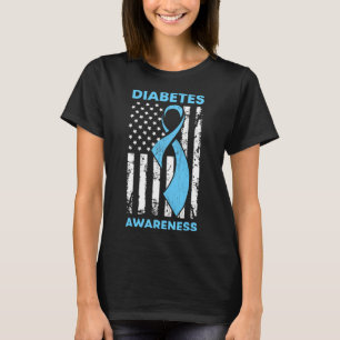 T-shirt Sensibilisation au diabète États-Unis Drapeau bleu