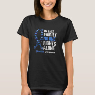 T-shirt Sensibilisation au diabète Ruban bleu Soutien fami