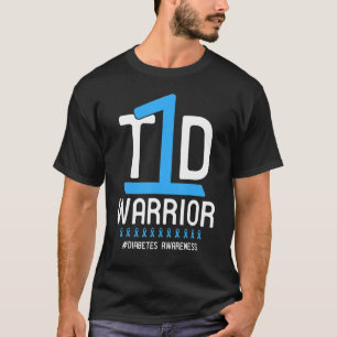T-shirt Sensibilisation au diabète Ruban bleu T1D Guerrier