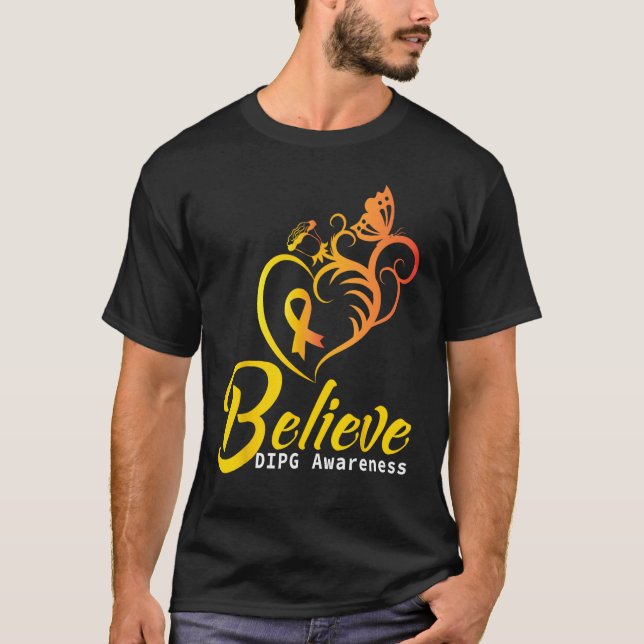 T-shirt Sensibilisation au DIPG Croire Papillon jaune Ruba (Devant)
