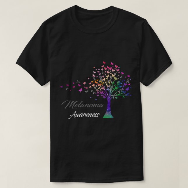 T-shirt Sensibilisation au mélanome du ruban de l'arbre (Design devant)