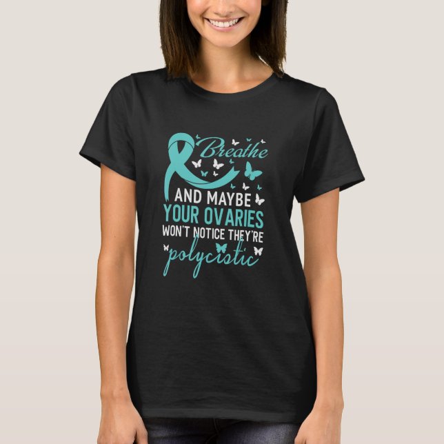 T-shirt Sensibilisation au PCOS Syndrome Turquoise d'ovair (Devant)