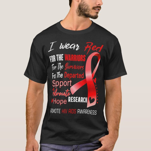 T-shirt Sensibilisation Au Sida Je Porte Le Rouge Pour Les (Devant)