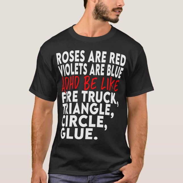 T-shirt Sensibilisation au TDAH Poème amusant (Devant)