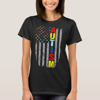 T-shirt Sensibilisation sur l'autisme American Flag Puzzle