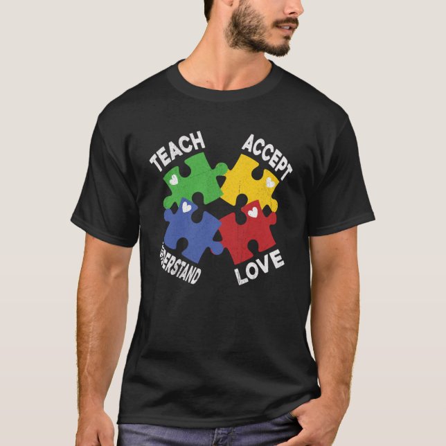 T-shirt Sensibilisation sur l'autisme Apprendre Accepter C (Devant)